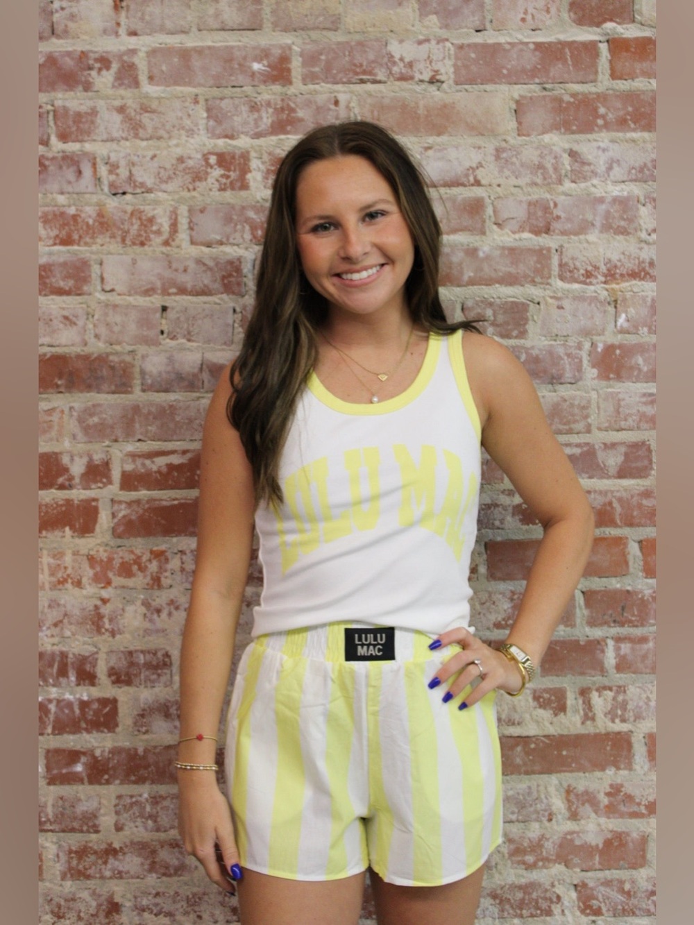Lulu Mac Yellow Lettering Tank Top